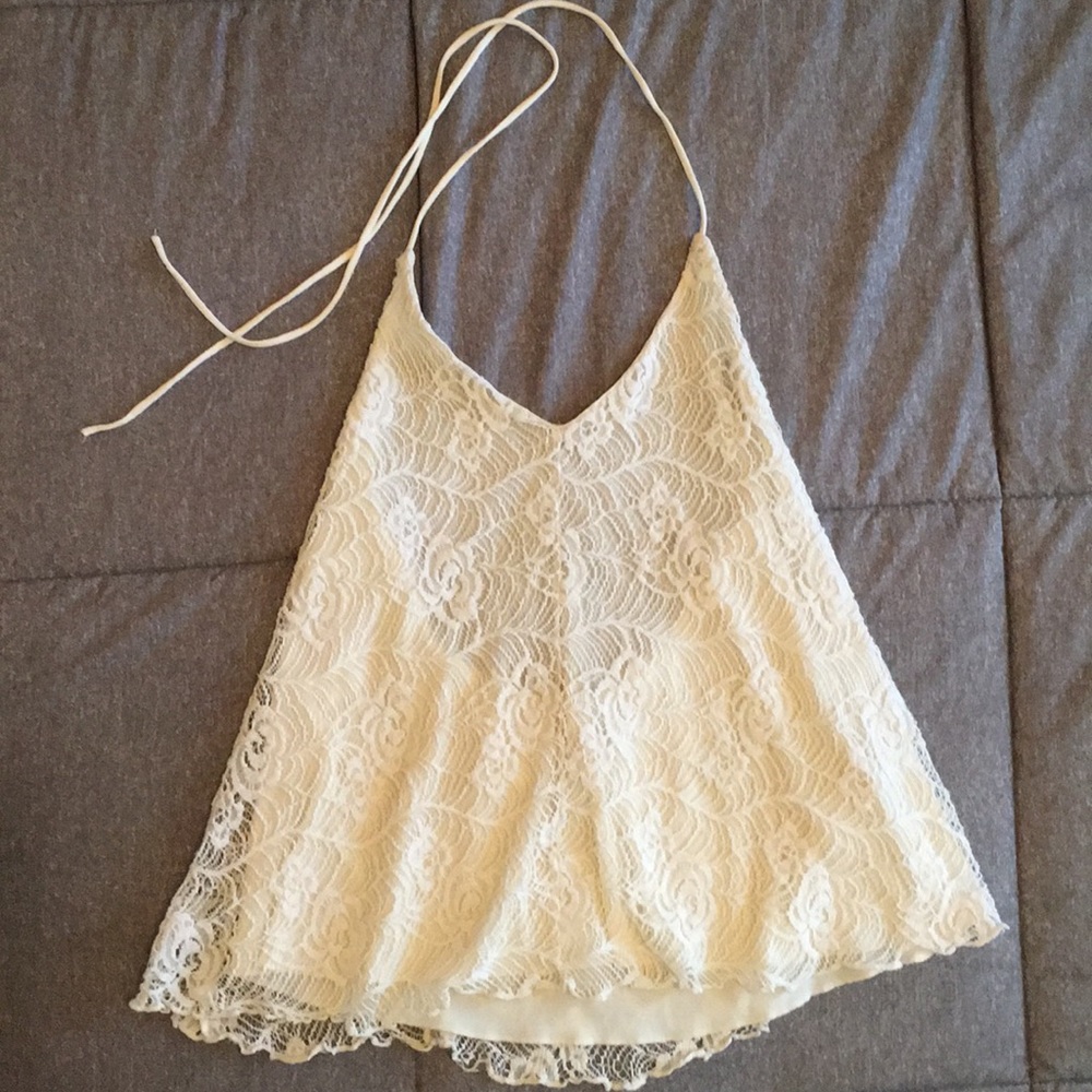 White Mudd Halter Top Lace